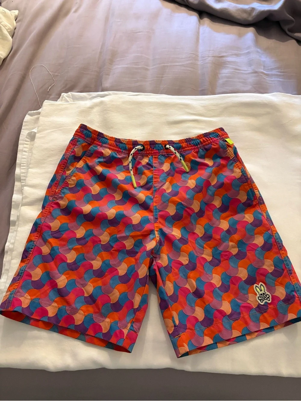 Swim Trunks Boy’s Psycho Bunny Retro Wave Design 10/12